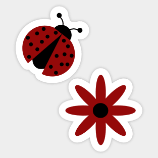 cute ladybug red flower Sticker